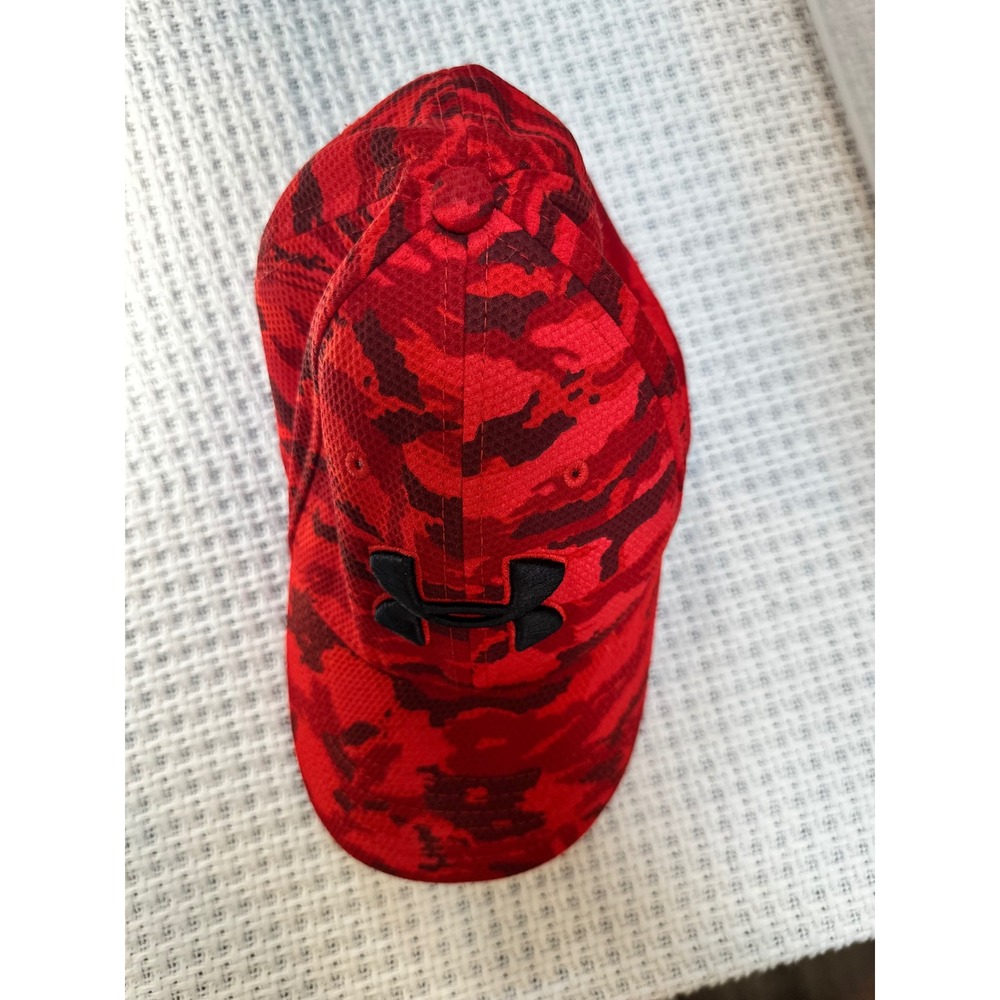 Under Armour Hat Kids MD/LG Red Camo Stretch Fit‎ 1273197 Baseball Cap Sporty - Picture 11 of 12